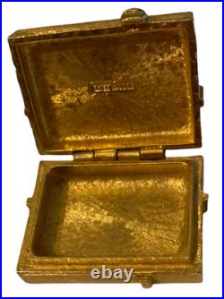 1975 Vintage Estee Lauder Azurée Solid Perfume Gold Gift Box Compact Empty