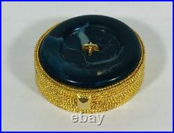 1977 Estee Lauder YOUTH DEW BLUE BUTTON BOX Solid Perfume Compact