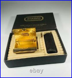 1982 Estee Lauder ARAMIS 24K GOLD Solid Perfume Compact IN ORIGINAL BOX