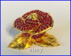 1998 Estee Lauder BEAUTIFUL CRYSTAL RED ROSE Solid Perfume Compact