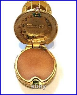 1998 Estee Lauder Beautiful Solid Perfume Compact Pink Jeweled Bird Cage