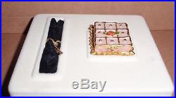 1998 Estee Lauder Solid Perfume Compact Petit Four Pink & White Enameled Box