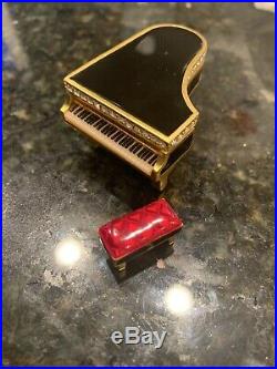 2000 Estee Lauder Beautiful Black Baby Grand Piano Solid Perfume Compact-Rare