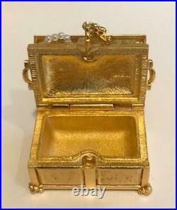 2001 Estee Lauder DAZZLING GOLD TREASURE CHEST Solid Perfume Compact