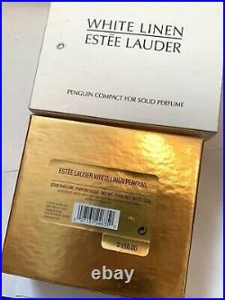 2001 Estee Lauder Penguin Compact White Linen Solid Perfume BOX