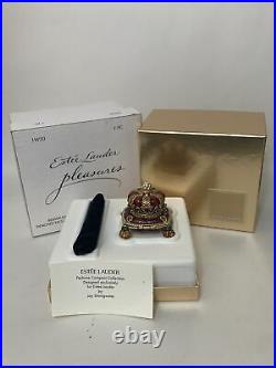 2002 Estee Lauder Jay Stronger Bejeweled Crown Pleasures Perfume Solid Compact