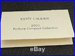 2005 Estee Lauder WHITE LINEN BEJEWELED BOTTLE Solid Perfume Compact Pouch & Box