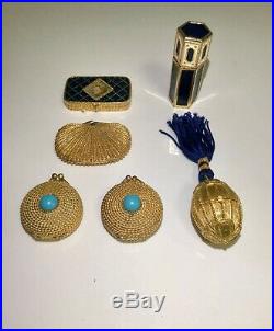 6 Ea Set Vintage Estee Lauder Faux Turquoise Youth Dew Solid Perfume Compact