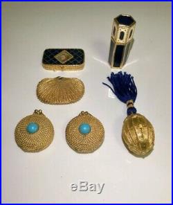 6 Ea Set Vintage Estee Lauder Faux Turquoise Youth Dew Solid Perfume Compact