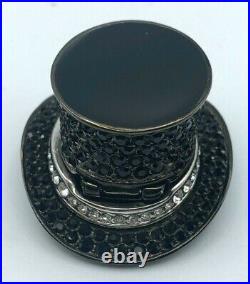 Black Crystal Studded Top Hat Solid Perfume Compact 2000 Dazzling Gold Perfume