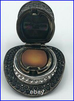 Black Crystal Studded Top Hat Solid Perfume Compact 2000 Dazzling Gold Perfume