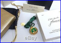 ESTEE LAUDER 4-LEAF IRISH CLOVER SOLID PERFUME COMPACT NECKLACE Original BOXES