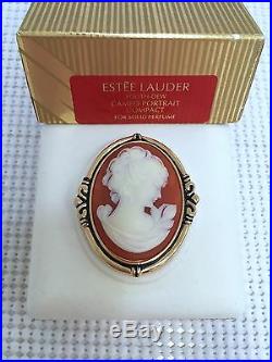 ESTEE LAUDER CORAL CAMEO SOLID PERFUME COMPACT in Orig BOXES MIB