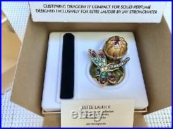 ESTEE LAUDER DRAGONFLY COMPACT by JAY STRONGWATER w INTUITION SOLID PERFUME MIB