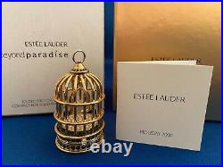 ESTEE LAUDER GILDED BIRDCAGE SOLID COMPACT with BEYOND PARADISE PERFUME