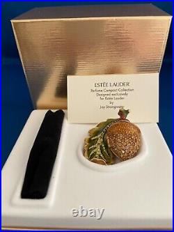 ESTEE LAUDER GLISTENING ACORN COMPACT with PLEASURES PERFUME BY J. STRONGWATER