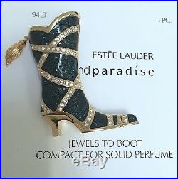 ESTEE LAUDER GUILLOCHE COWGIRL JEWELS BOOT SHOE SOLID PERFUME COMPACT Orig. BOX