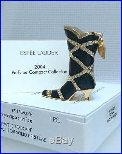 ESTEE LAUDER GUILLOCHE COWGIRL JEWELS BOOT SHOE SOLID PERFUME COMPACT Orig. BOX