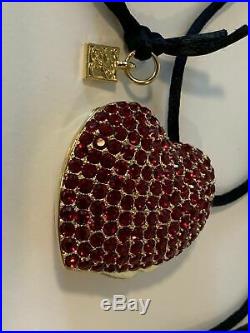 ESTEE LAUDER Jeweled Red Heart Compact Beautiful solid perfume Necklace