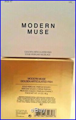 ESTEE LAUDER Modern Muse Golden Articulated Fish Solid Perfume Necklace NEW