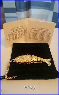ESTEE LAUDER Modern Muse Golden Articulated Fish Solid Perfume Necklace NeW BoX
