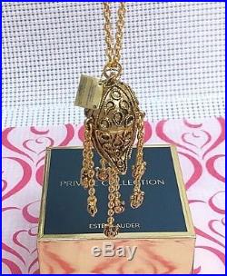 ESTEE LAUDER PAISLEY NECKLACE SOLID PERFUME COMPACT in BOX CHRISTMAS GIFT VTG