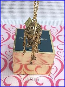 ESTEE LAUDER PAISLEY NECKLACE SOLID PERFUME COMPACT in BOX CHRISTMAS GIFT VTG