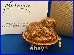 ESTEE LAUDER PAMPERED PEKINESE SOLID COMPACT with PLEASURES PERFUME