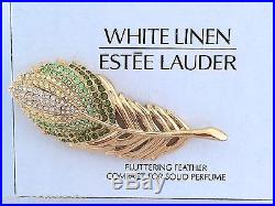 ESTEE LAUDER PEACOCK FEATHER WHITE LINEN SOLID PERFUME COMPACT in Orig. BOXES