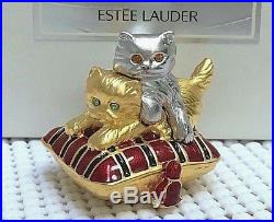 ESTEE LAUDER PLAYFUL KITTENS CAT SOLID PERFUME COMPACT in Original BOX MIB RARE