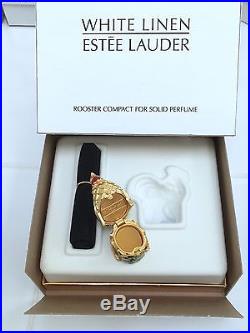 ESTEE LAUDER ROOSTER COMPACT with WHITE LINEN SOLID PERFUME in Orig. BOXES RARe