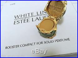 ESTEE LAUDER ROOSTER COMPACT with WHITE LINEN SOLID PERFUME in Orig. BOXES RARe