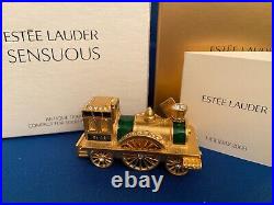 ESTEE LAUDER SOLID ANTIQUE TRAIN COMPACT with SENSUOUS PERFUME