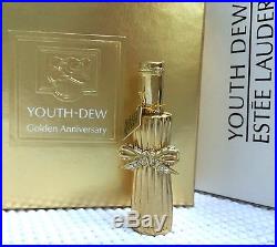 ESTEE LAUDER YOUTH-DEW GOLD FLACON SOLID PERFUME COMPACT CRYSTALS Orig. GIFT BOX