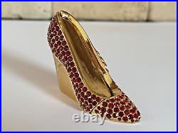 Estee Lauder 1995 RARE CRYSTAL RED SLIPPER PERFUME COMPACT GORGEOUS FULL