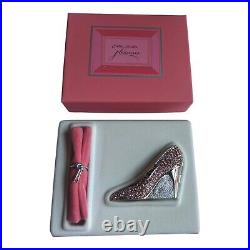 Estee Lauder 1996 PINK GLASS SLIPPER Pleasures PERFUME COMPACT NIB