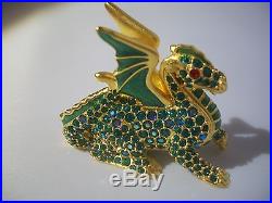 Estee Lauder 1999 Magic Dragon Solid Perfume Compact Green Crystals Gorgeous