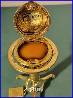 Estee Lauder 2001 Globe Solid Perfume Compact Pleasures Not Used Estee Pouch Tag