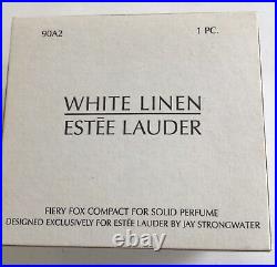 Estee Lauder 2003 Solid Perfume Compact Fiery Fox Jay Strongwater White LinenNIB