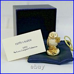 Estee Lauder 2003 Solid Perfume Compact Glistening Owl MIBB Beautiful
