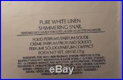 Estee Lauder 2010 Solid Perfume Compact Shimmering Snail Pure White Linen Nib