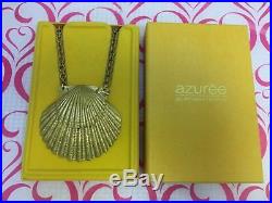 Estee Lauder Azure Large Shell Compact Solid Perfume Necklace Box Vtg Mib Rar