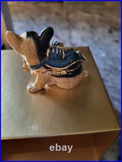 Estee Lauder Blue Ribbon Bulldog Jay Strongwater Solid Perfume Compact w Box