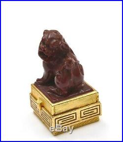 Estee Lauder Cinnabar Solid Perfume Compact Box Imperial Fu Lion