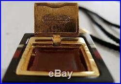 Estee Lauder Cinnabar Solid Perfume Lucite Compact Necklace With tassel Rare