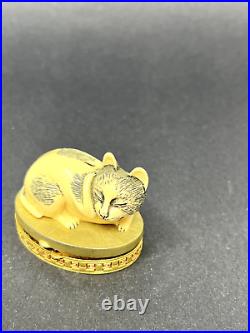 Estee Lauder Cinnabar cat solid perfume compact Contented Cat 1982