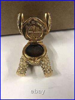 Estee Lauder Compact Solid Perfume Rhinestone Crystal Gold Teddy Bear 1998