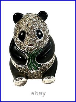 Estee Lauder Compact Solid Perfume Rhinestone Crystal Panda Bear RARE
