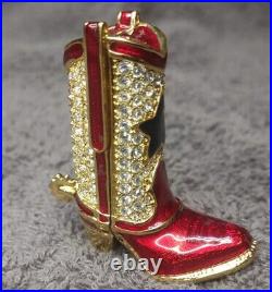 Estee Lauder Compact Solid Perfume Rhinestone Crystal Red Cowboy Boot