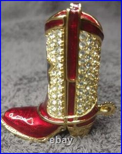 Estee Lauder Compact Solid Perfume Rhinestone Crystal Red Cowboy Boot